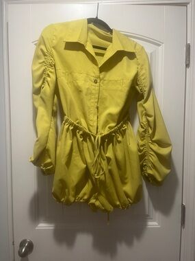 Amazon Yellow Long-Sleeve Drawstring Romper
